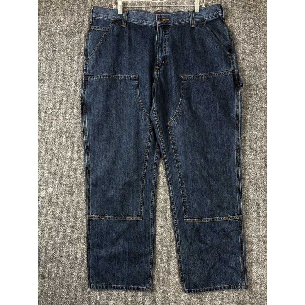 Carhartt Double Knee Jeans Men Size 38x29 Blue Carpenter Denim‎ Loose Workwear